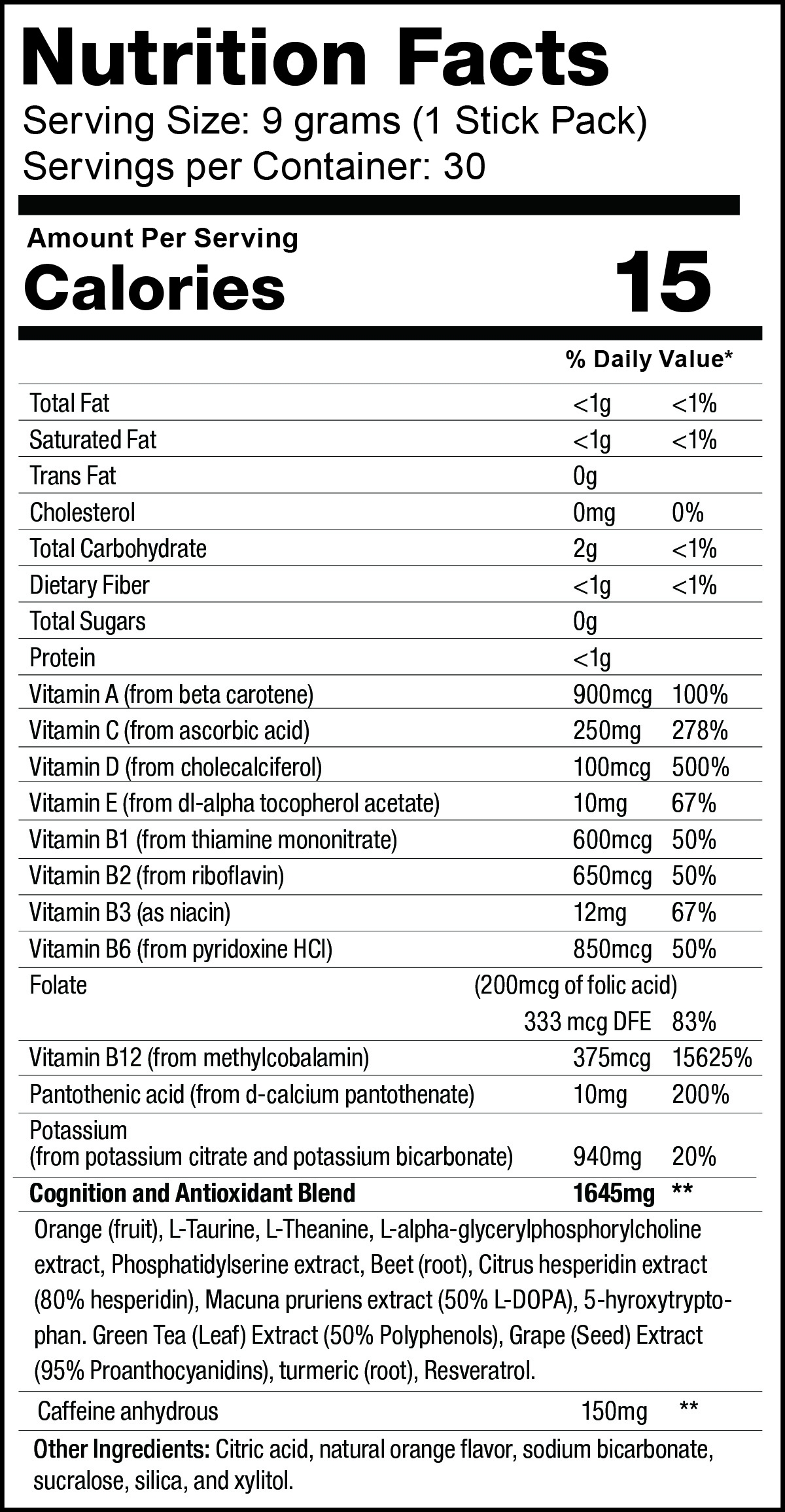 Orange Genius nutrition facts